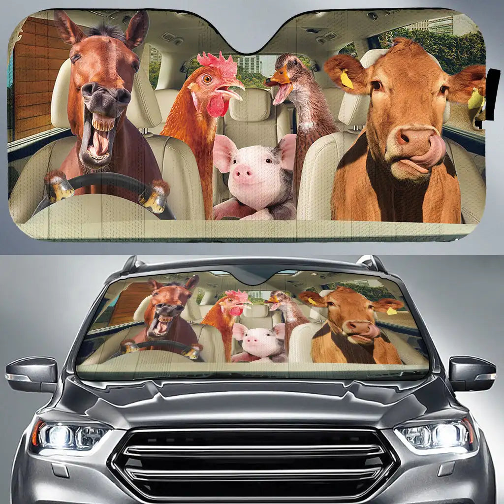 DRIVING HORSE Auto Windshield Sun Shade Funny Animal Personalized Foldable Sun Visor Protector Sunshade for Car Truck SUV