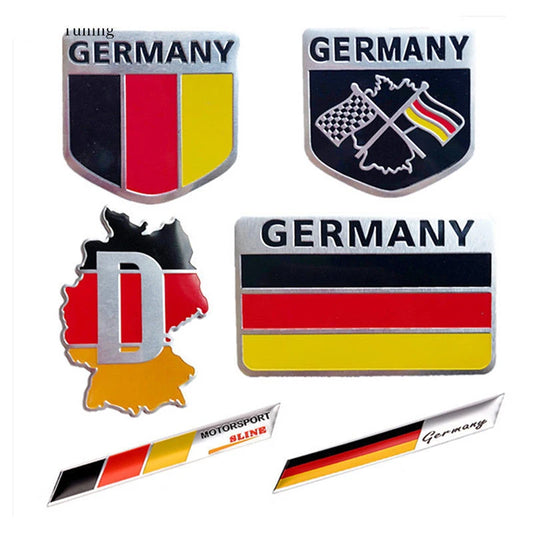 Newbee Metal 3D Germany German Flag Badge Emblem Deutsch Car Sticker Decal Grille Bumper Window Body Decoration for Benz VW Audi