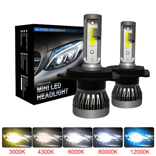 2Pcs H7 Led H4 H1 H11 H8 HB4 HB3 9005 9006 H27 Lamp Headlight Bulbs H16 Car Auto Fog Lights 20000LM COB 12V 6000K 3000K 6500K