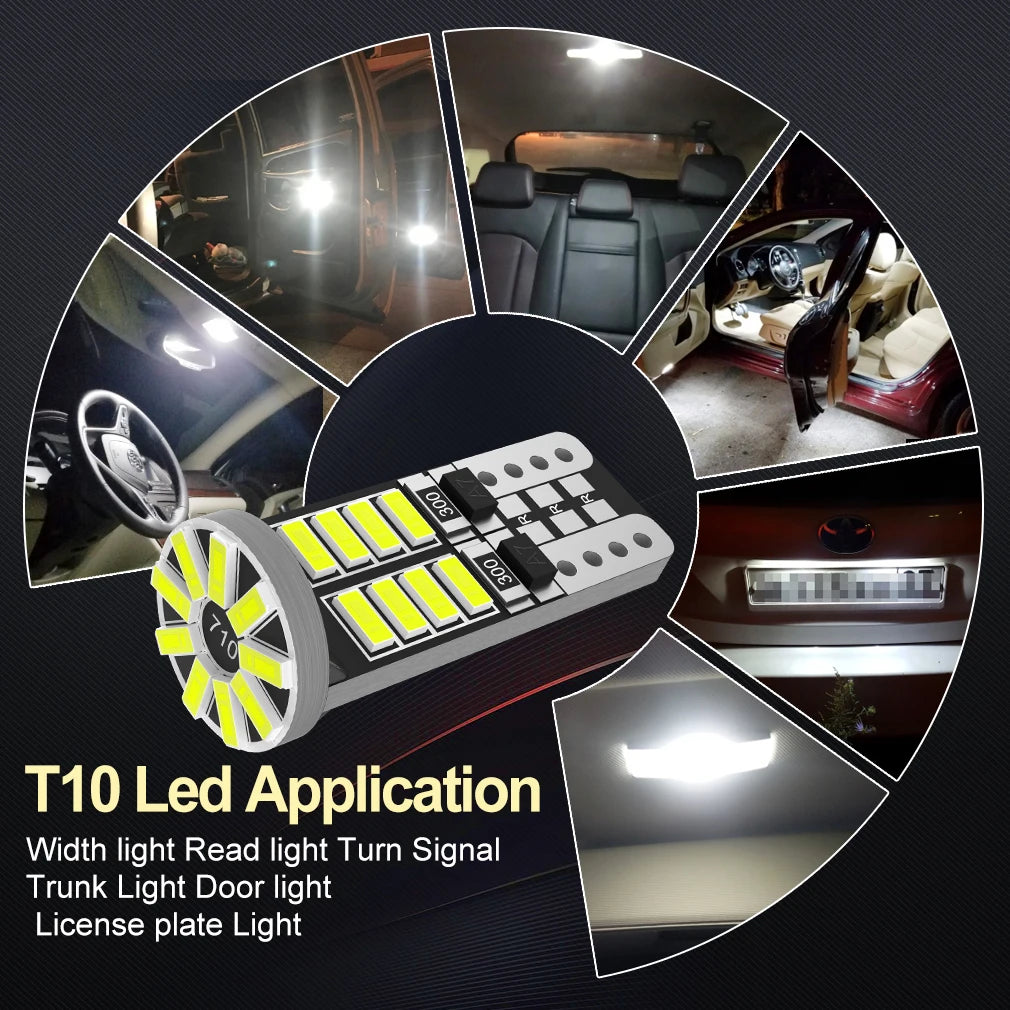 2/10x W5W T10 Led Bulbs Canbus 168 194 501 Led 5w5 Car Interior Dome Reading License Plate Light 25SMD 3014 Chip Signal Lamp