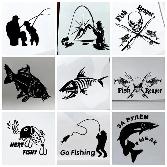 Creative go fishing Stickers Voiture Cover Scratches Cartoon Window Decal For Motorcycle Vw Bmw E46 Ford Focus