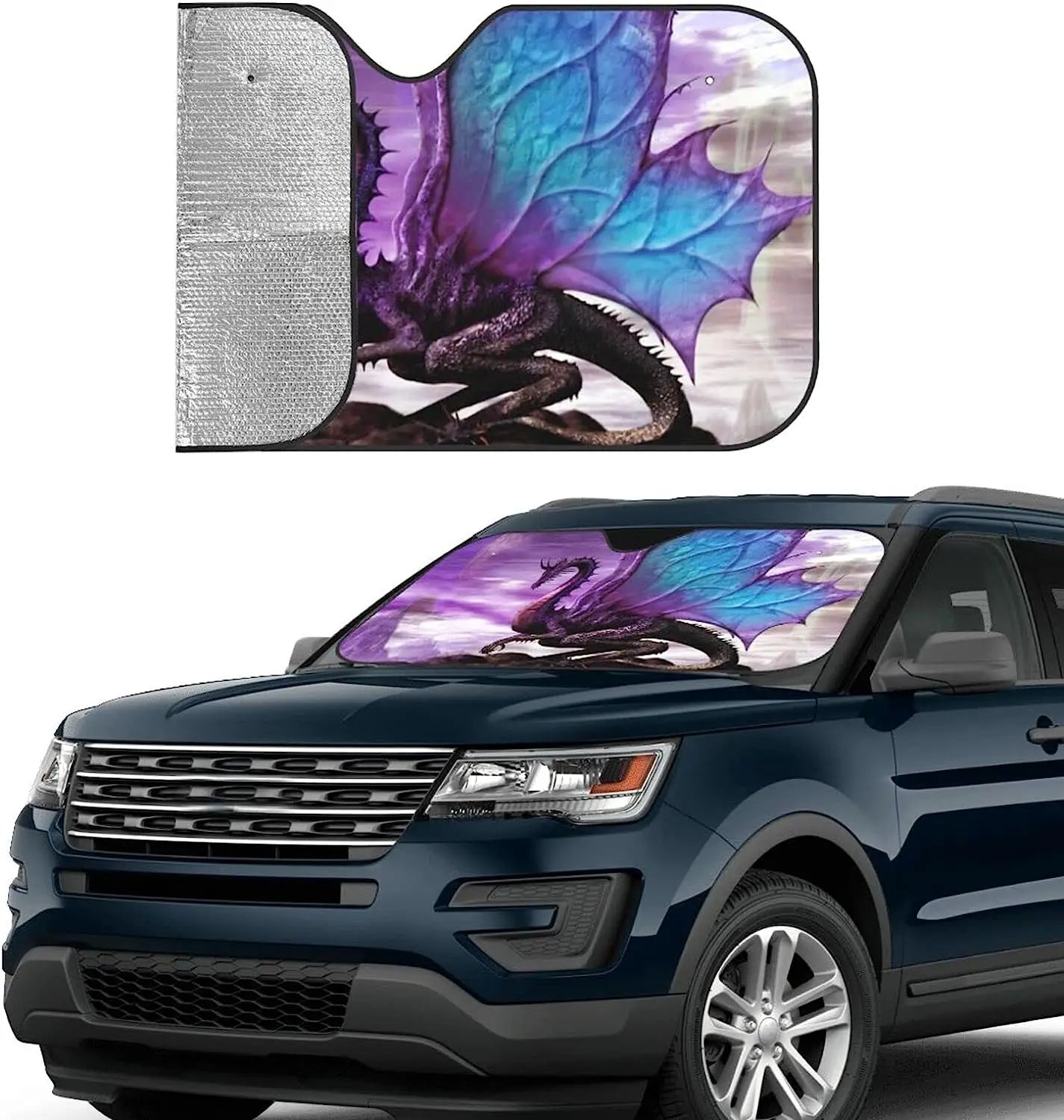 Dragon Fantasy Purple Windshield Sun Shade for Car SUV Truck Front Window Sun Shade Visor Shield Cover 130x70cm Auto