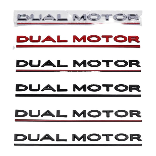 Car Styling 3D Dual Motor ABS Adhesive Emblem Rear Trunk Badge Sticker Body Decal for Tesla Model 3 Model S Models Y Model X