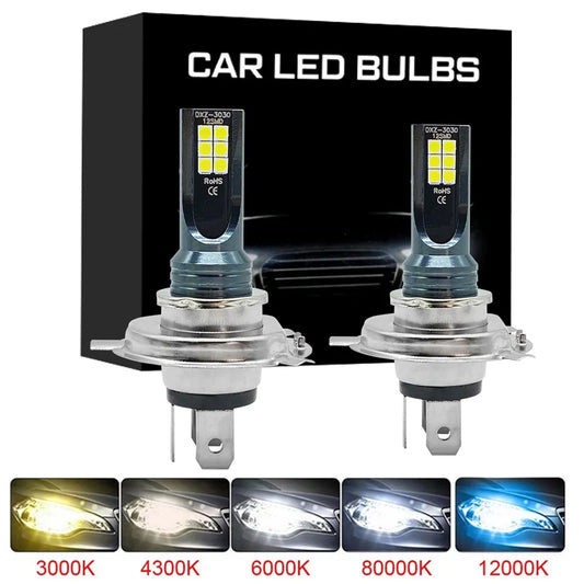 2Pcs H4 H7 LED Headlight H11 H8 H9 H10 H1 H3 Car Fog Light Bulbs 9005 9006 Auto Driving Running Lamps 12000LM 80W 12V