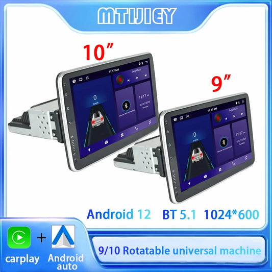 1din Android12 9/10 inch Car Stereo Radio Rotate Touch Screen For Universal Carplay GPS Navigation Bluetooth WIFI autoradio