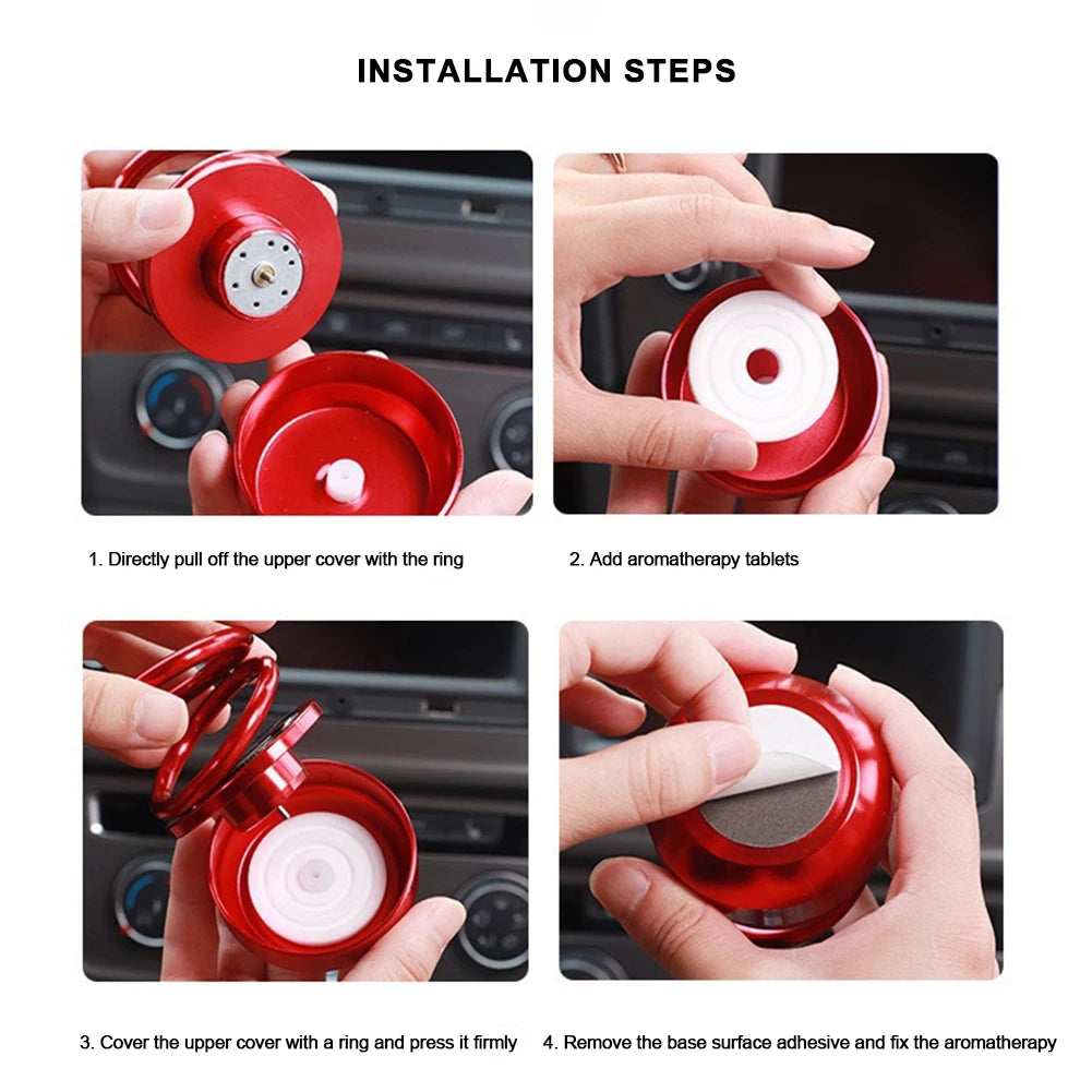 Car Air Freshener Solar Powered Double Ring Rotating Air Cleaner Automobile Interior Perfume Fragrance Diffuser Aromatherapy