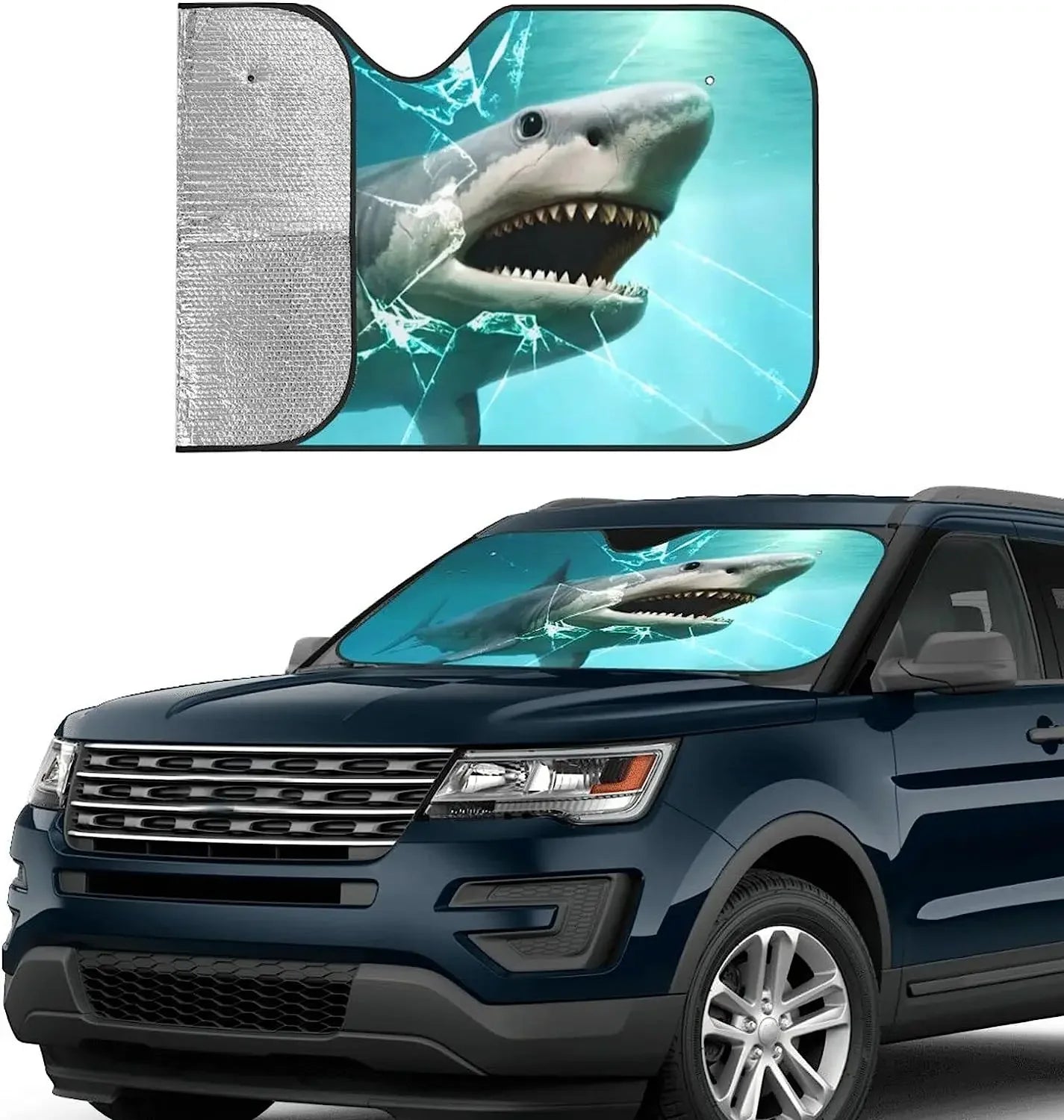 Shark Car Windshield Sunshade Universal Fit Folding Sun Shade UV Rays Protector Sun Shield Visor Cover for Car Truck SUV