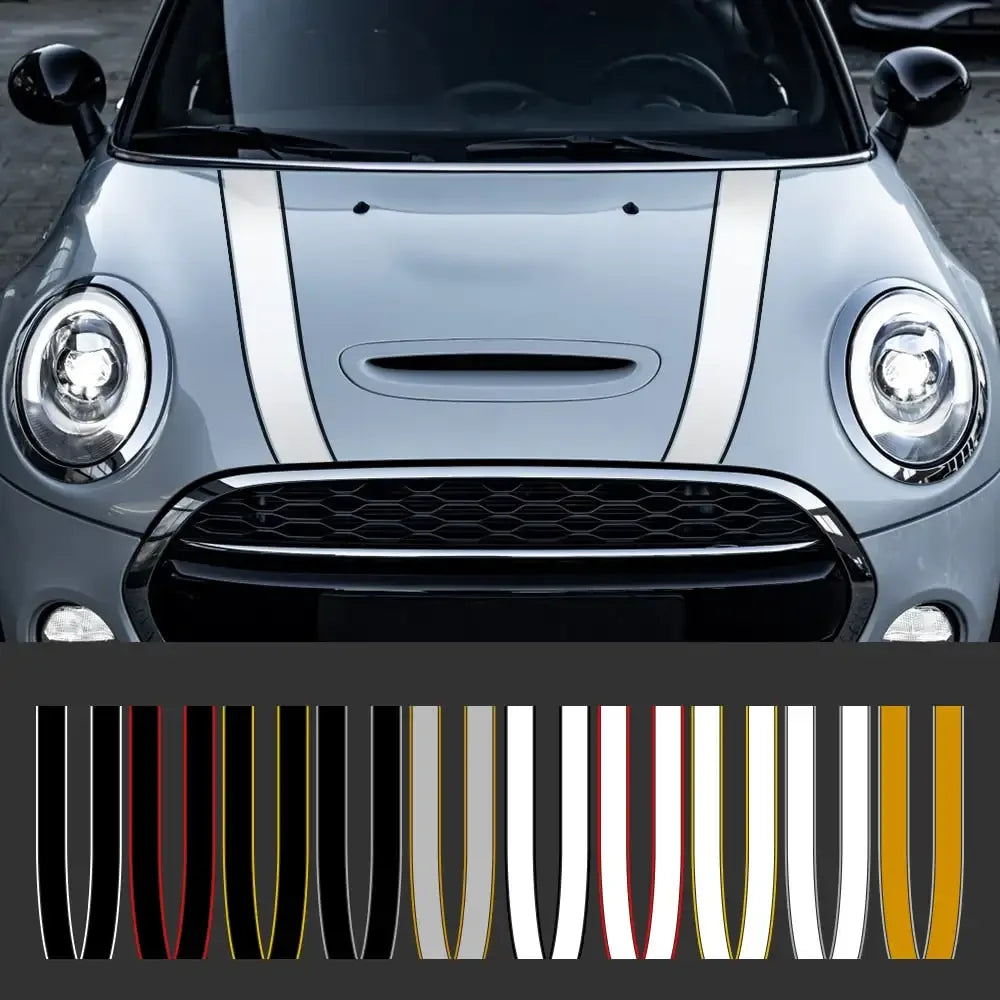 Car Engine Hood Bonnet Sticker Stripes Decals Decor For Mini Cooper S JCW R55 R56 R60 R61 F54 F55 F56 F60 Countryman Accessories