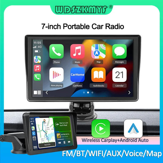 7inch Wireless Automotive Multimedia Video Player Wireless Carplay Android Auto Car Radio Touch Screen BT AUX Smart Car Systems