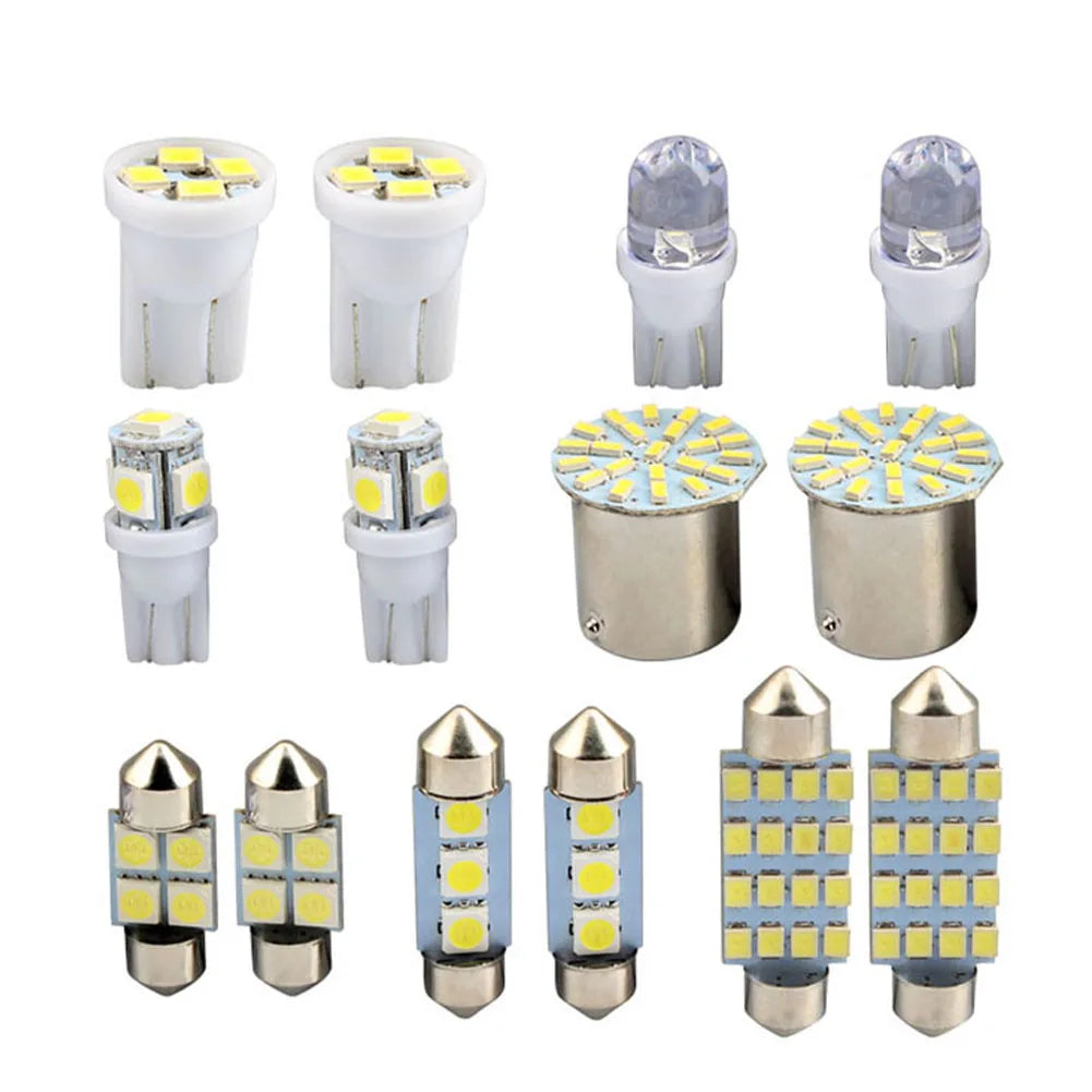 28pcs Universal T10 Car LED Light Bulb White Car Interior Dome License Plate Festoon Map Reading Light Mixed Lamp Set