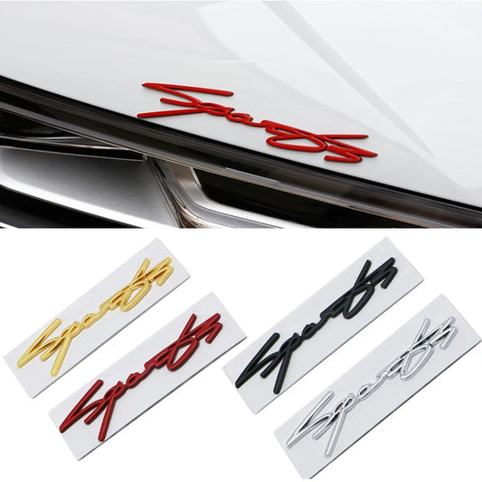 3D Metal Chrome Silver Black Logo Sports Letter Emblem Car Fender Badge Rear Trunk Decal Sport Sticker Auto Styling Accessories