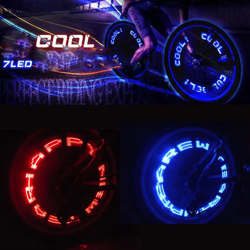 1Pcs Neon Bike Spoke Lights Bicycle Valve Cap Flash Letter Neon Lamp LED Wheel Spoke Decorate Light Bike Motorcycle Accessories