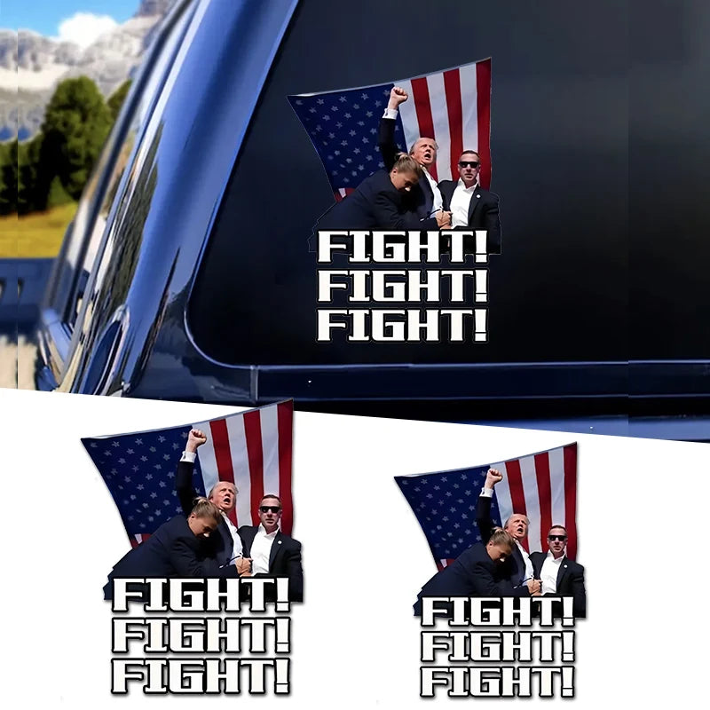 TRUMP FIGHT Car Stickers Auto Window Trunk Waterproof Vehicle Decoration Durable Trump Shooting Vinyl Decals