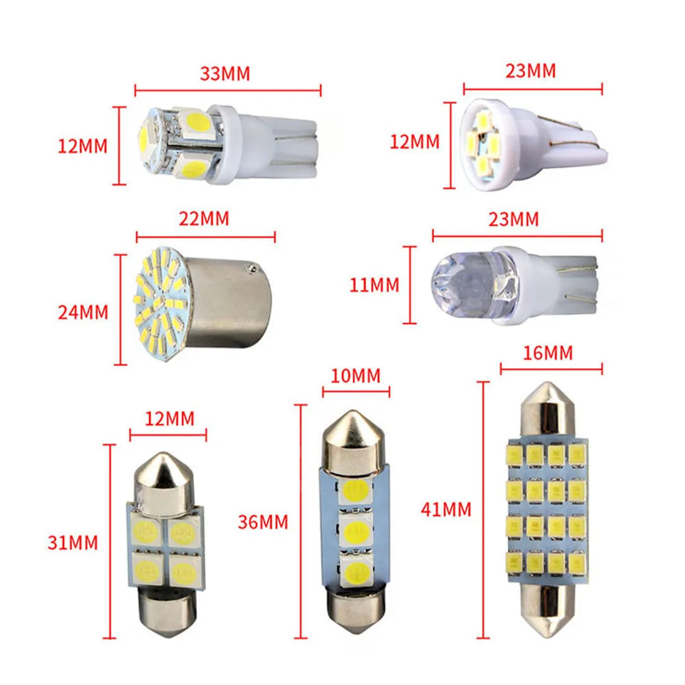 28pcs Universal T10 Car LED Light Bulb White Car Interior Dome License Plate Festoon Map Reading Light Mixed Lamp Set