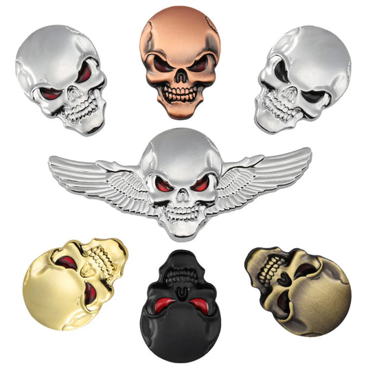 Metal 3D Skull Head Car Sticker Badge Emblem Auto Trunk Sticker for BMW Audi Ford Jeep Honda Volkswagen Mercedes Opel Dodge KIA