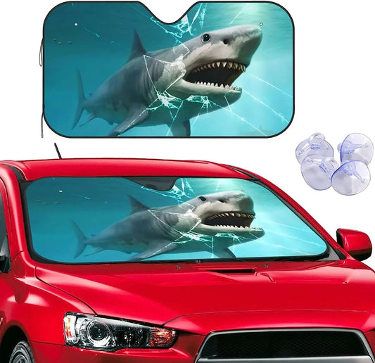 Shark Car Windshield Sunshade Universal Fit Folding Sun Shade UV Rays Protector Sun Shield Visor Cover for Car Truck SUV