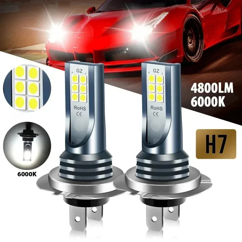 1/2pcs H7 Led Headlight Bulb Kit Car Fog Light Bulbs High Low Beam 110w 30000lm Super-Bright 6000k White Led Lights For Vehicles