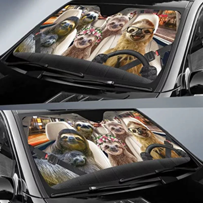 Sloths Driver Car Windshield Sun Shade Funny Animal Foldable UV Ray Sun Shade Truck SUVs Visor Protector Cute Auto Front Window