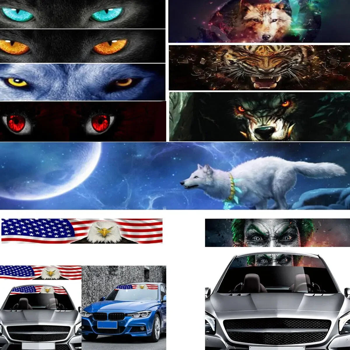 54*8In Transparent Car Front Windshield Window Vinyl Banner Decal Horror Sticker