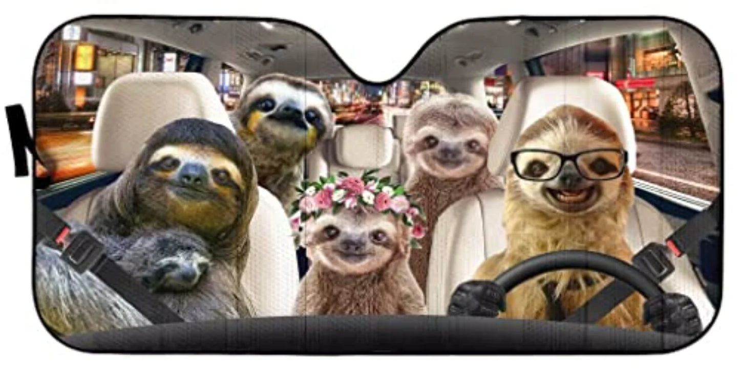 Sloths Driver Car Windshield Sun Shade Funny Animal Foldable UV Ray Sun Shade Truck SUVs Visor Protector Cute Auto Front Window