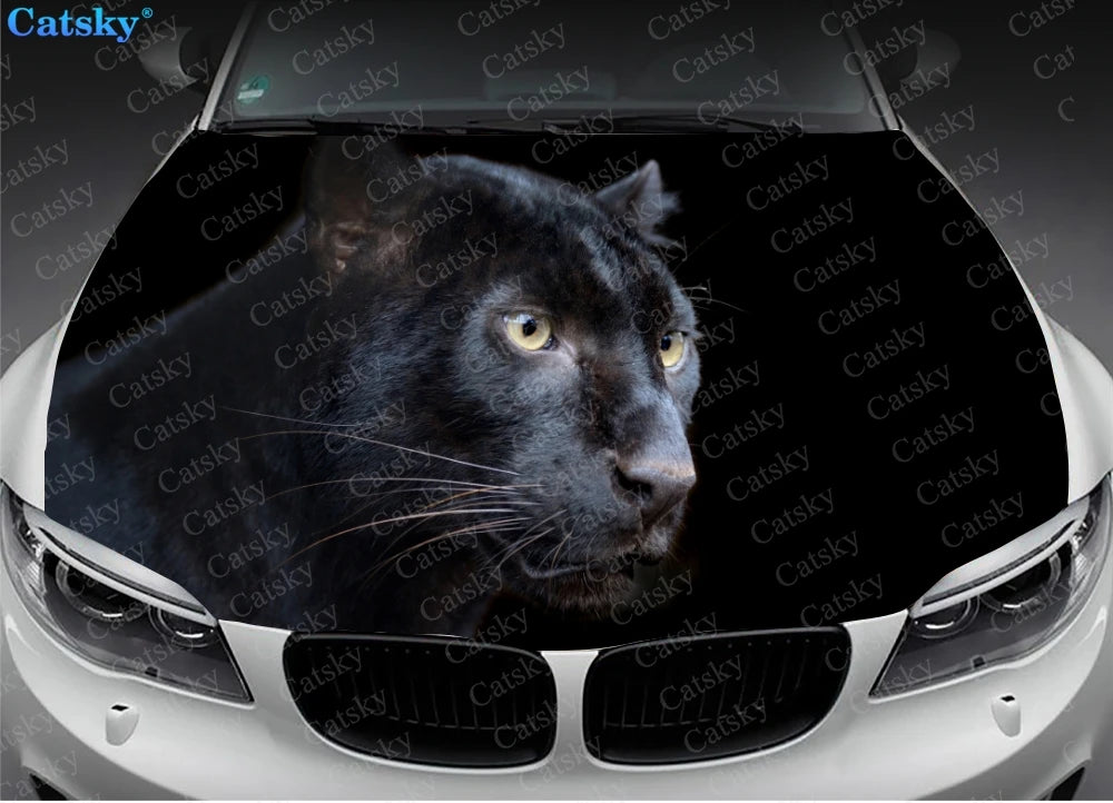 Animal -  Black Panther Car Hood Vinyl Stickers Wrap Vinyl Film Engine Cover Decals Sticker Universal Car Hood Protective Film