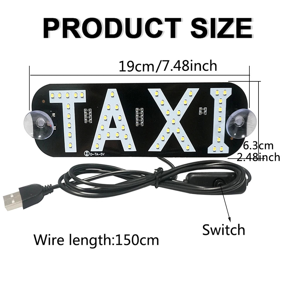 1pcs Taxi Sign Led Car Windscreen Cab Indicator Lamp 5V Windshield Taxi Guiding Lights Panel Accessories With USB For driver