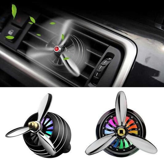 Car Air Freshener Rotating LED Fragrance Dispenser Fragrance Car Propeller Air Outlet 3-leaf Fan Car Diffuser For Air Vent