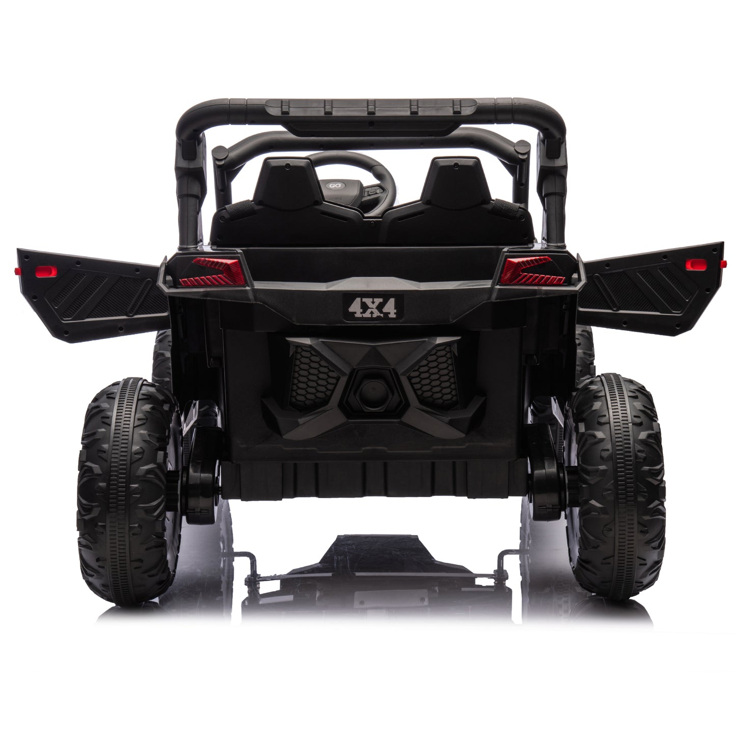 24V Two-Seater Kids Ride On UTV W/Parents Remote Control,Four-Wheel Suspension,Slow Start,Large wheel design,Anti-collision bar,Storage space,Music,USB,Bluetooth,Volume control,LED lights for Kids 3+.