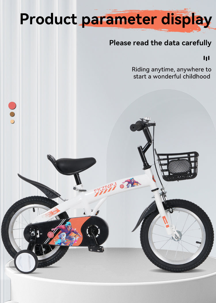 FKZNPJ 18 inch sporty kids bike with training wheels and stand Adjustable saddle Suitable for boys and girls aged 5-10 years tall Height 45-57 inches Available in a variety of colors