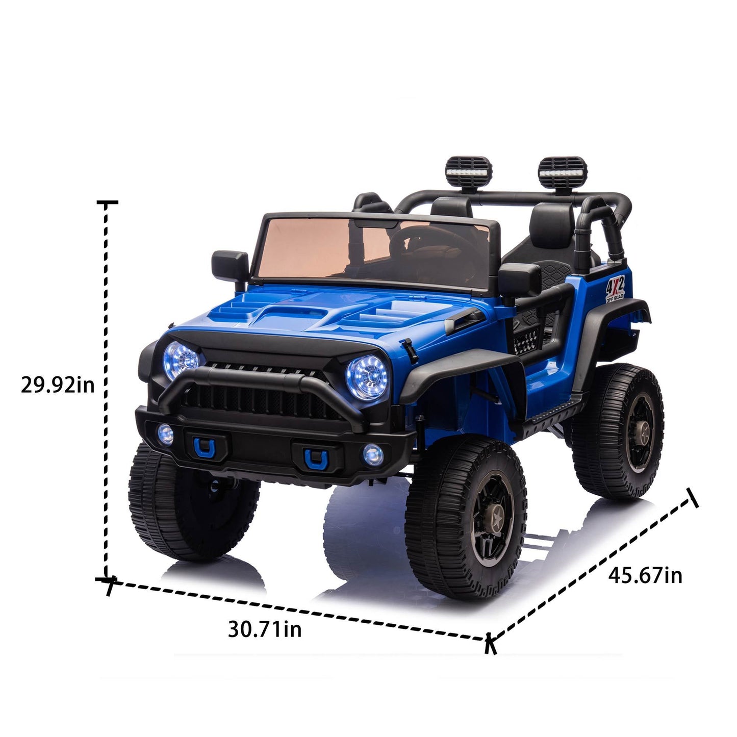 24V Two-Seater Kids Ride On Truck Car W/Parents Control,200w*2,Seat width 20.28in,Four-wheel Suspension,LED Lights,Music,MP3,Bluetooth,Two independent seat belts,Suitable for off-road For Kids Aged 3+