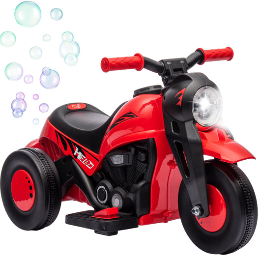 Qaba Ride on Bubble Car, 6V Kids Motorcycle, 3 Wheeled 2 MPH Electric Motorbike for Toddler with LED Headlight, Music, Forward & Reserve, Red