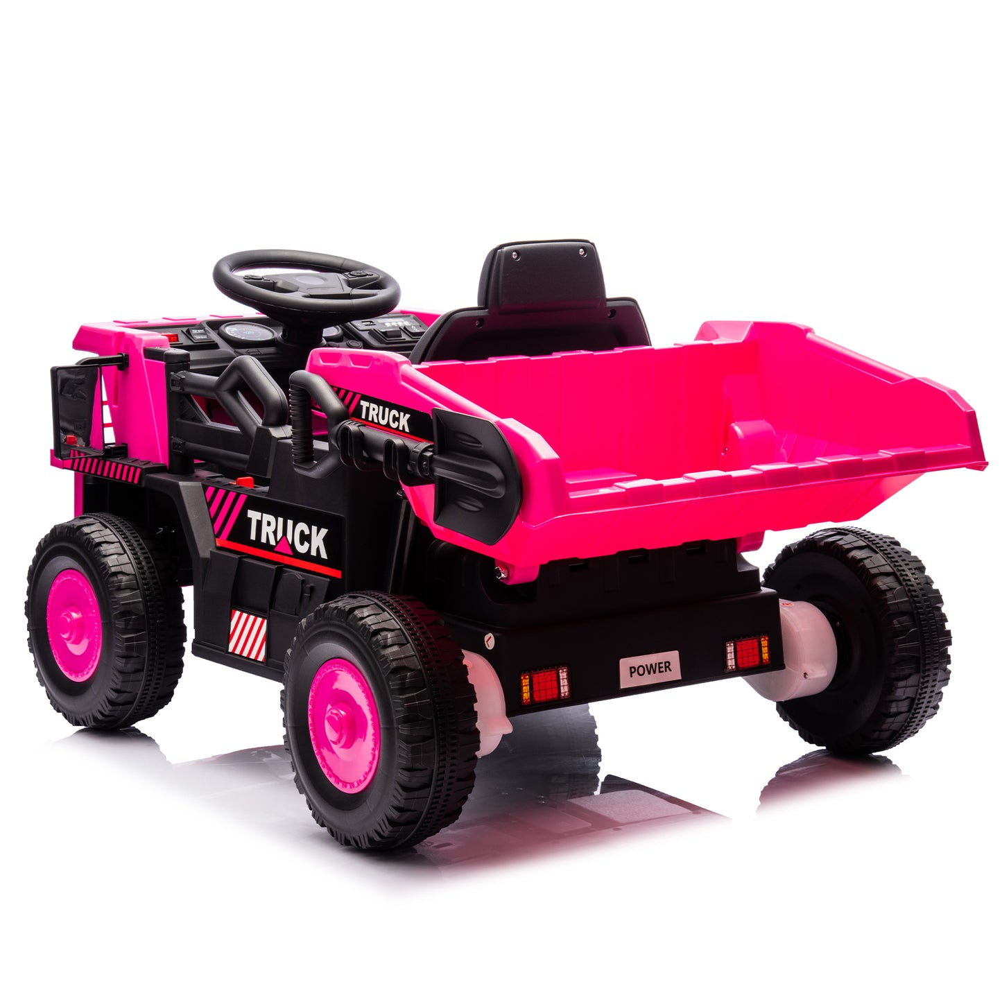 12V Kids Ride On Dump Truck W/Parents Control,2wd,Rear-wheel suspension,Electric Dump Bed and Extra Shovel,Multimedia function with Bluetooh and Music,Volume&Speed adjustment,LED Light For Kids 3-5.