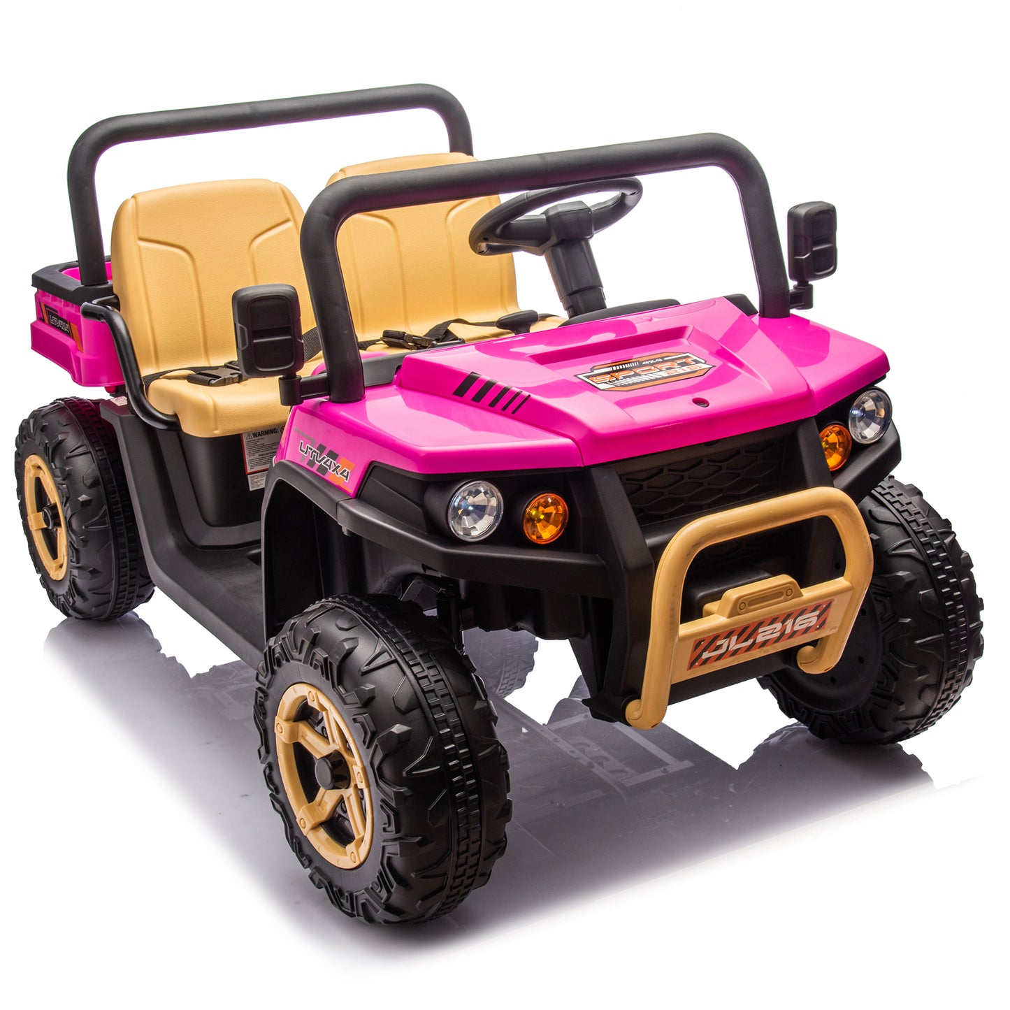 24V XXXL Kids Ride On UTV W/Parents Remote Control,Two-seater,Automatic tipping bucket,Rear wheel suspension,Slow start,Portable handle,Safety Belt,LED light,USB,MP3,Bluetooth,Horn for Kids Aged 3-8.