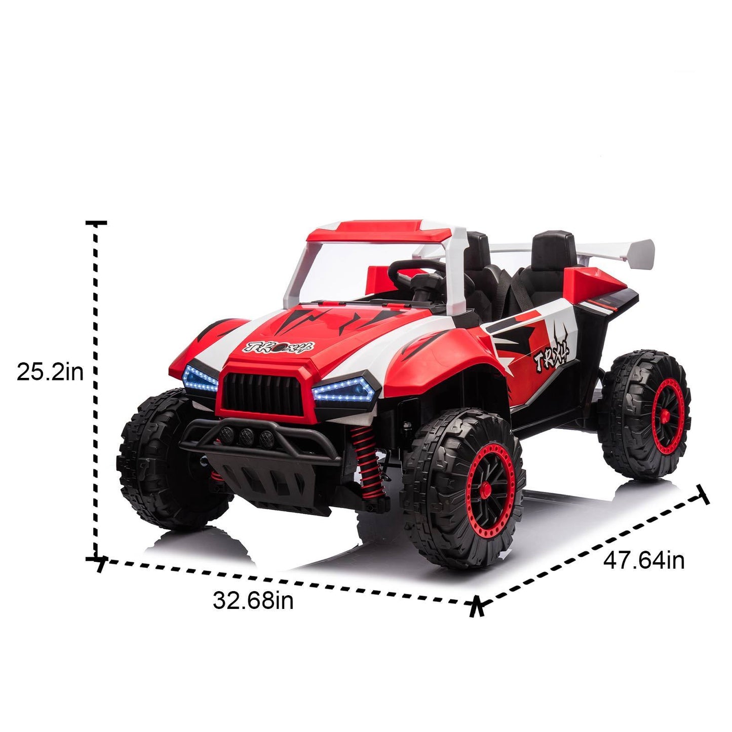 24V Two-seater Kids Ride On Electric Car W/Parents Control,Seat width 20.47in,2WD,Four-wheel suspension,The police car with a megaphone,Power display,Bluetooth,MP3,USB/TF,Music,LED Lights for Kids.