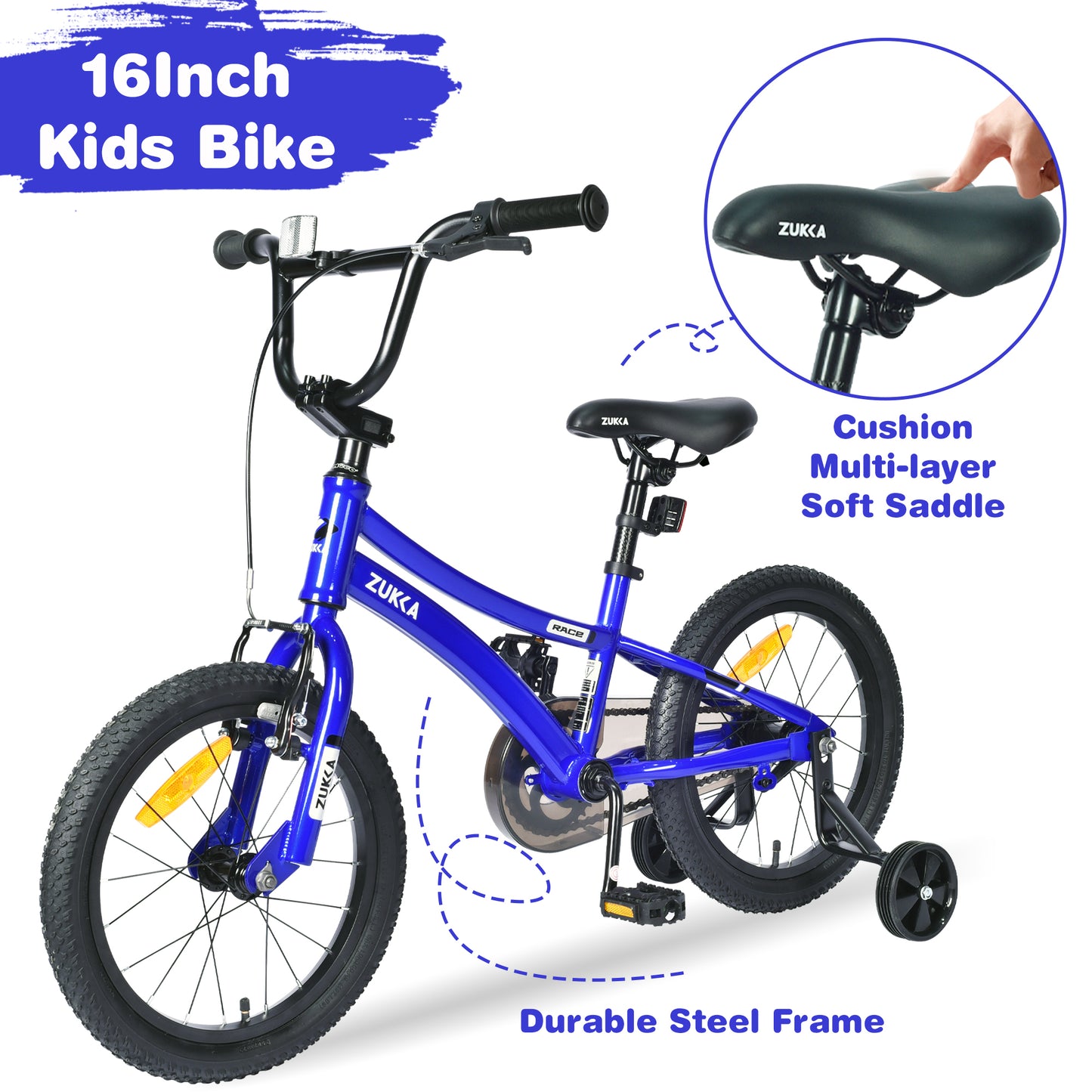 ZUKKA Kids Bike,16 Inch Kids' Bicycle with Training Wheels for Boys Age 4-7 Years,Multiple Colors