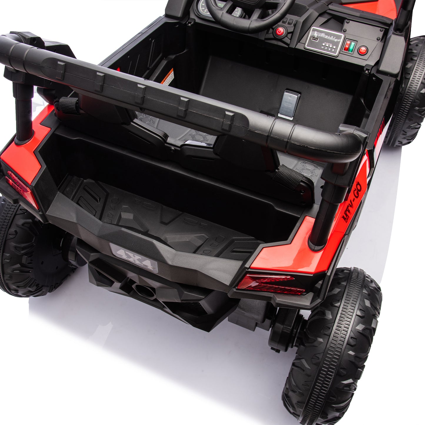 24V Two-Seater Kids Ride On UTV W/Parents Remote Control,Four-Wheel Suspension,Slow Start,Large wheel design,Anti-collision bar,Storage space,Music,USB,Bluetooth,Volume control,LED lights for Kids 3+.