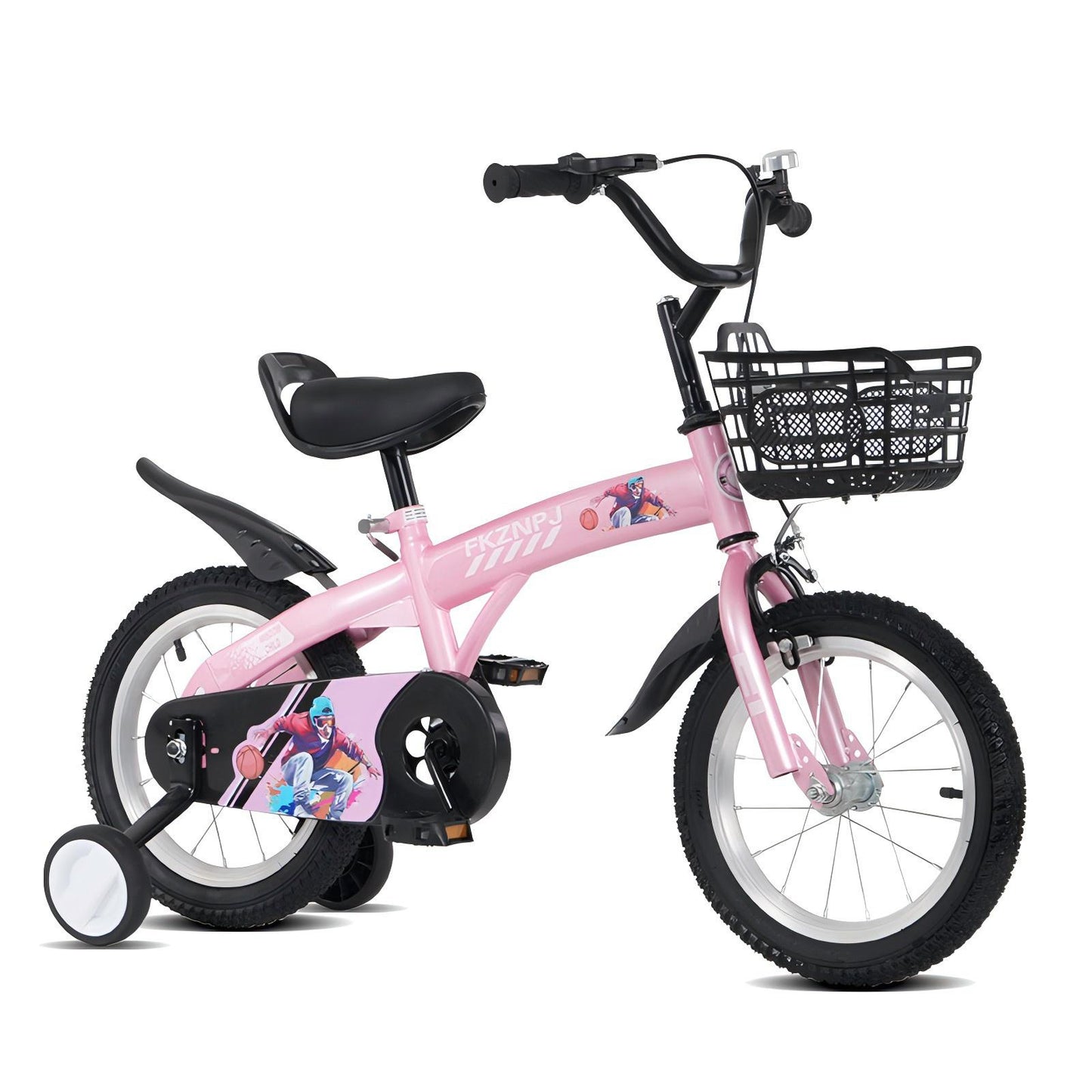 FKZNPJ 18 inch sporty kids bike with training wheels and stand Adjustable saddle Suitable for boys and girls aged 5-10 years tall Height 45-57 inches Available in a variety of colors