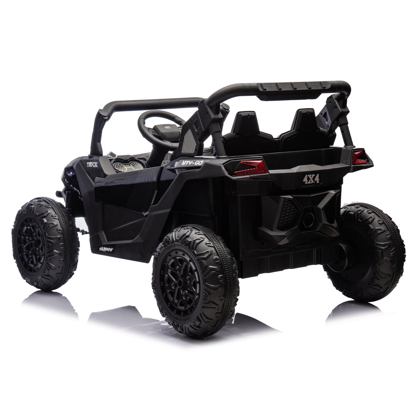 24V Two-Seater Kids Ride On UTV W/Parents Remote Control,Four-Wheel Suspension,Slow Start,Large wheel design,Anti-collision bar,Storage space,Music,USB,Bluetooth,Volume control,LED lights for Kids 3+.