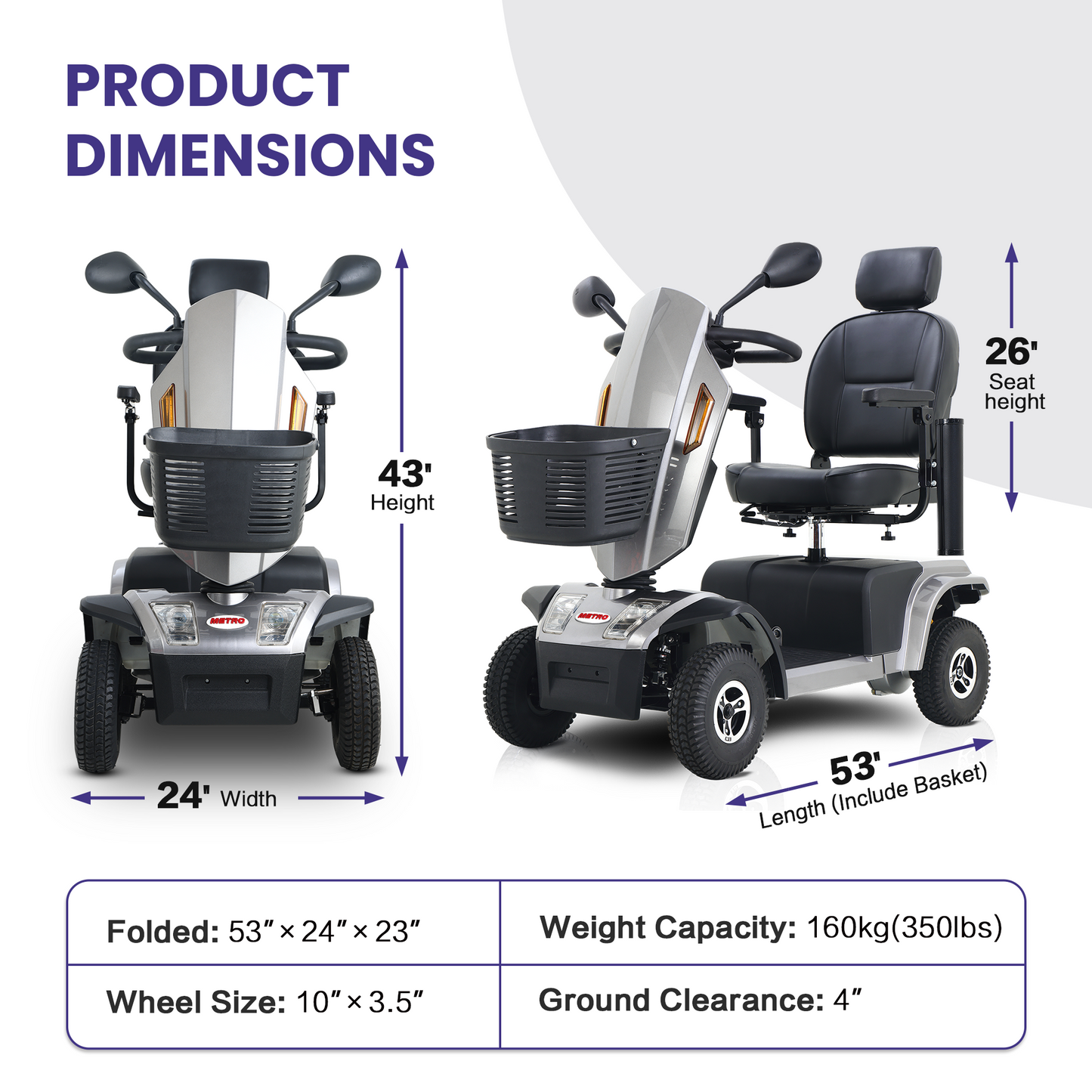 S500-GREY Heavy Duty Mobility Scooter