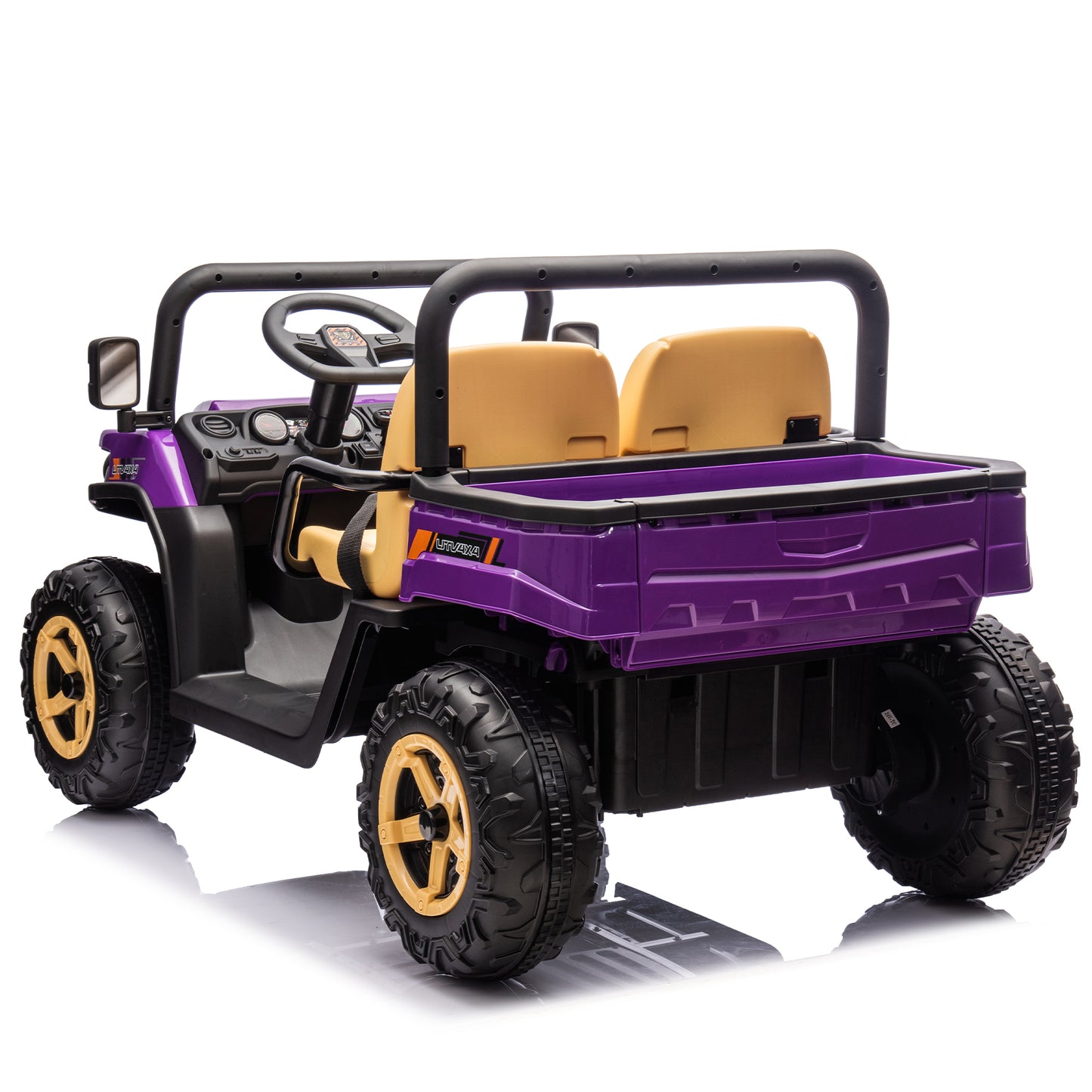 24V XXXL Kids Ride On UTV W/Parents Remote Control,Two-seater,Automatic tipping bucket,Rear wheel suspension,Slow start,Portable handle,Safety Belt,LED light,USB,MP3,Bluetooth,Horn for Kids Aged 3-8.