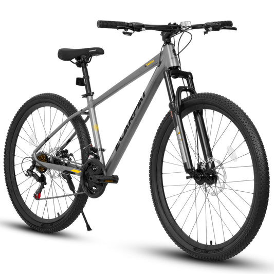 A27312 Mountain Bike 27.5 Inch Black Wheels, Aluminium Frame 21-Speed Mens Womens Trail Commuter City Mountain Bike, Aluminium Frame Disc Brakes Thumb Shifter Front Fork Bicycles