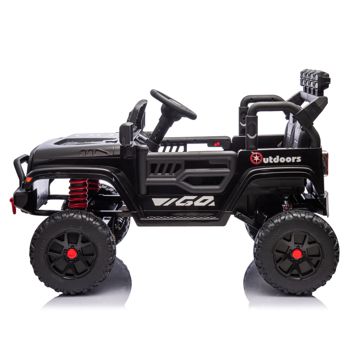 Black,24V 2 Seater Ride On Truck Car, 4WD motors, with 2.4G Remote Control,Metal Suspension,Soft Start,Music, LED Light,Outdoor/Off road/Electric Car,Toys Gifts