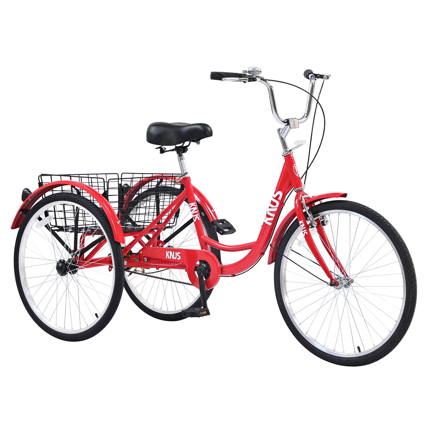 Adult Tricycle Trikes,3-Wheel Bikes,24 Inch Wheels Cruiser Bicycles with Large Shopping Basket for Women and Men