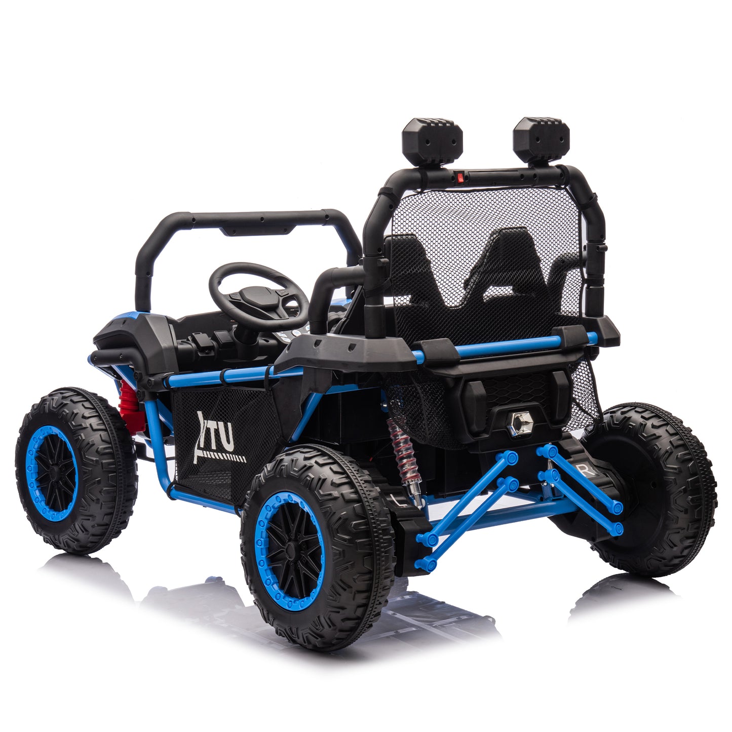 24V Two-seater Kids Ride On UTV W/Parents Control,400W Super Power,Four-wheel suspension,LED Light with Rear searchlight,Bluetooth,MP3,Music,Rear storage space,Speeds 3.73-4.97MPH for Kids aged 3+.