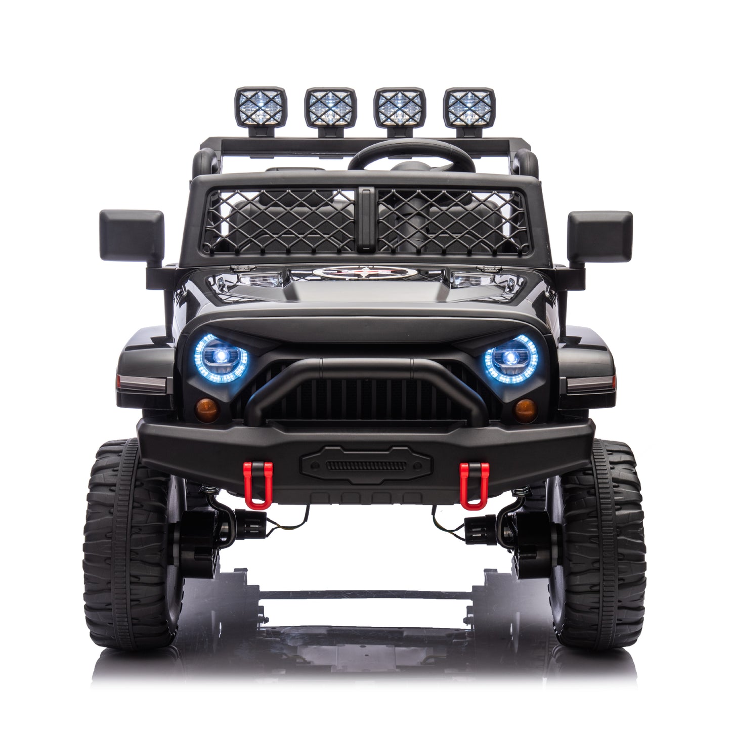 Black,24V 2 Seater Ride On Truck Car, 4WD motors, with 2.4G Remote Control,Metal Suspension,Soft Start,Music, LED Light,Outdoor/Off road/Electric Car,Toys Gifts