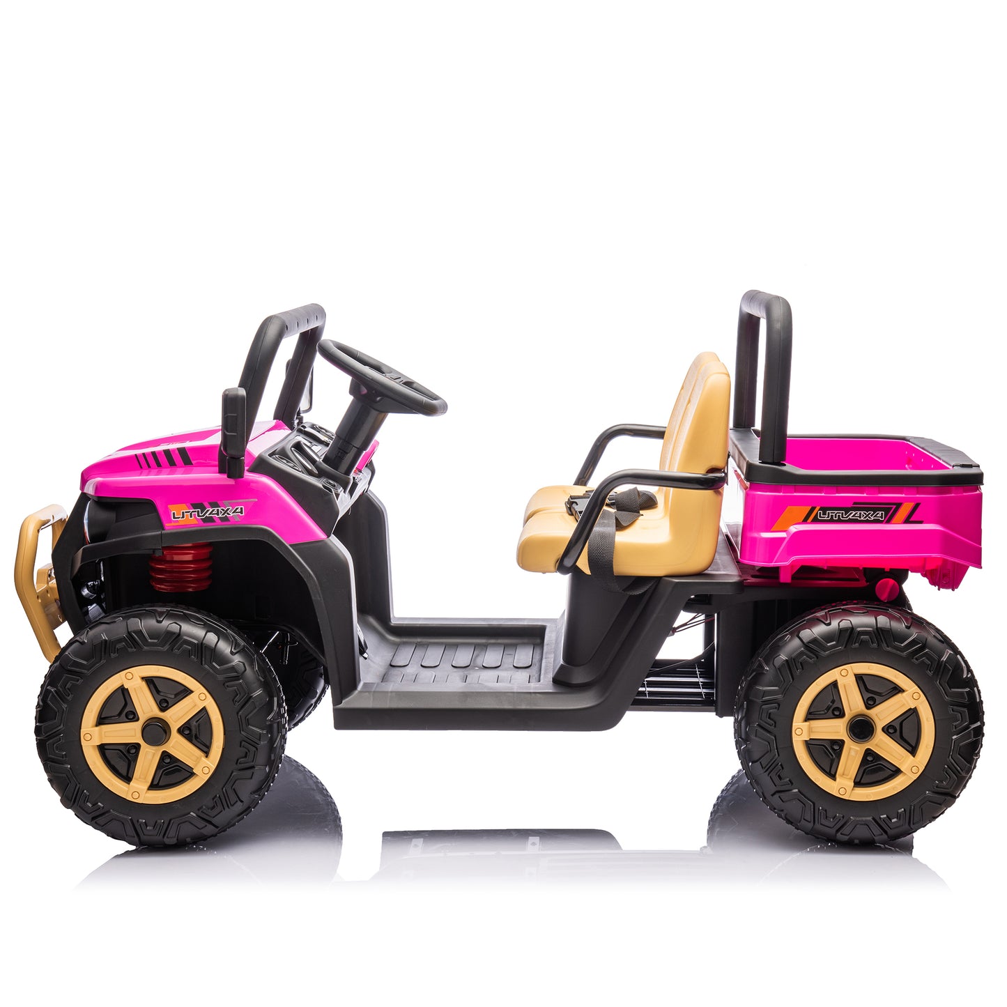 24V XXXL Kids Ride On UTV W/Parents Remote Control,Two-seater,Automatic tipping bucket,Rear wheel suspension,Slow start,Portable handle,Safety Belt,LED light,USB,MP3,Bluetooth,Horn for Kids Aged 3-8.