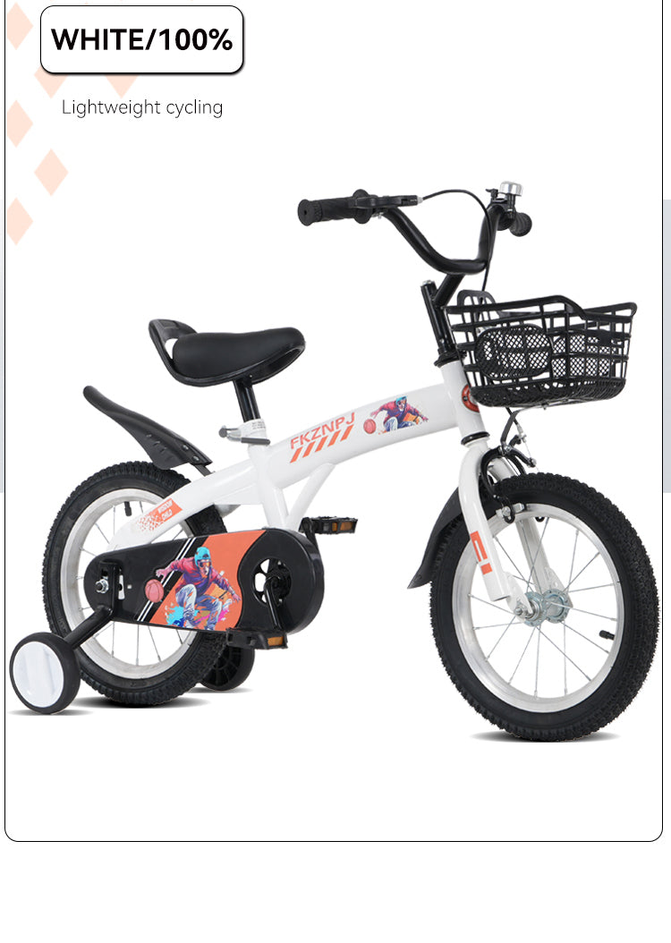 FKZNPJ 18 inch sporty kids bike with training wheels and stand Adjustable saddle Suitable for boys and girls aged 5-10 years tall Height 45-57 inches Available in a variety of colors