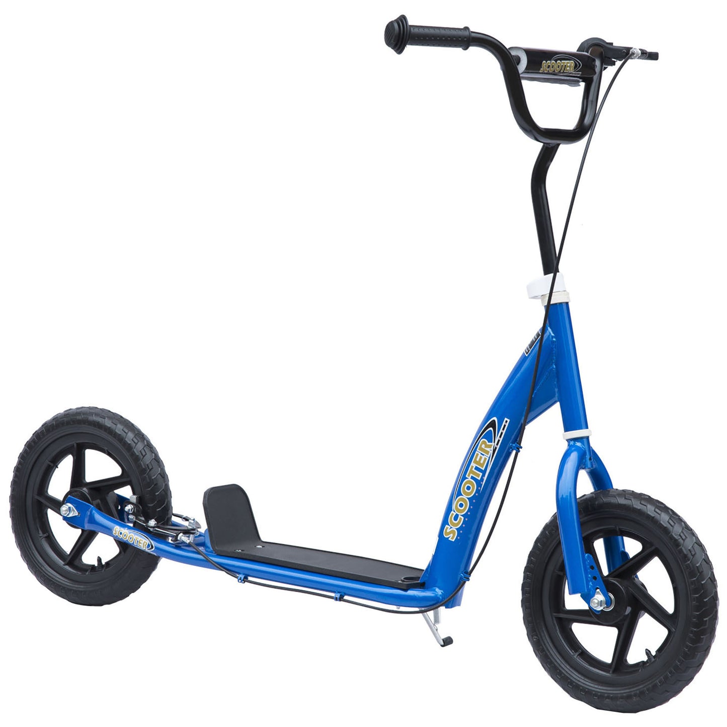 HOMCOM Kick Scooter for Kids 5-12 Years Old, Big Wheel Kids Scooter with Adjustable Height Handlebar, Non-slip Footplate, Rear Brake, Blue