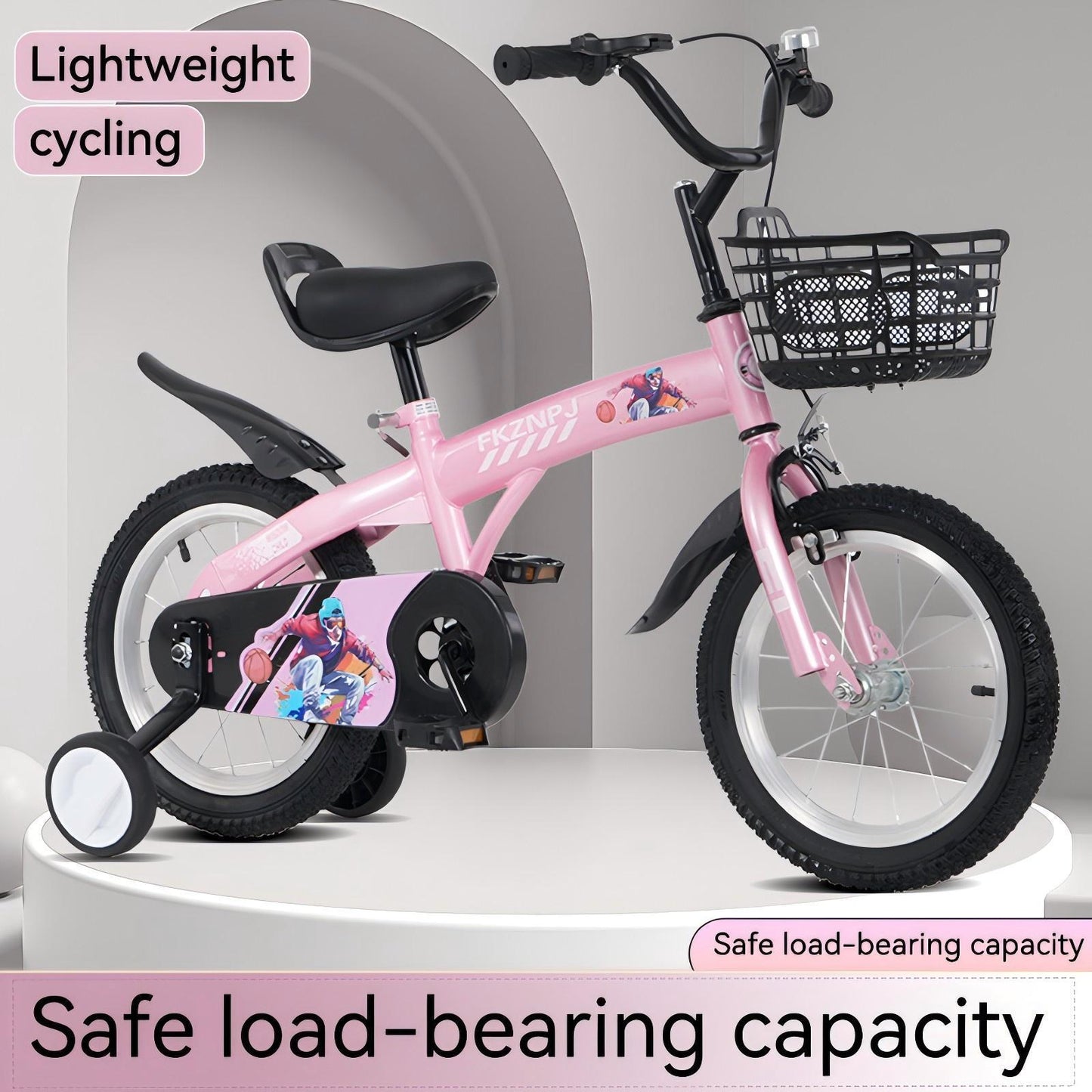 FKZNPJ 18 inch sporty kids bike with training wheels and stand Adjustable saddle Suitable for boys and girls aged 5-10 years tall Height 45-57 inches Available in a variety of colors